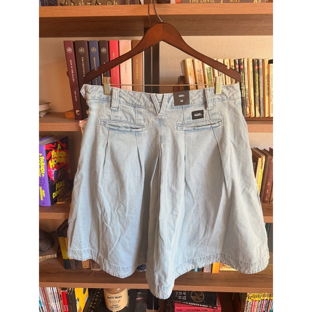 Vans Authentic Wide Leg Denim Skirt Womens Size 30 NWT Light Wash Pleated